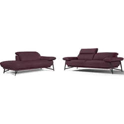 Egoitaliano Polstergarnitur »Anais, Design mit hohem Sitzkomfort für mehr Bequemlichkeit«, Set: bestehend aus Sofa und Ottomane, inkl. Kopfteilverstellung Egoitaliano plum