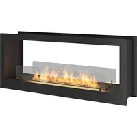 Design-Einbau-Bioethanol-Wandkamin Doppelseitig mattschwarz mit Schutzglas 2 Side 1200 - Schwarz