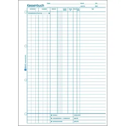 Avery Zweckform Kassenbuch, A4, weiß, EDV-gerecht, mit Mikroperforation, allseitig gelocht, nur Originale, mit Blaupapier, 100 Blatt