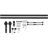 Homcom Schiebetüren-Beschlagsatz 244cm Komplett-Set mit Schienen, Rollen, Schwarz,