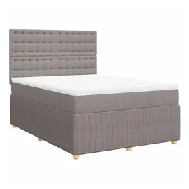 vidaXL Boxspringbett mit Matratze Taupe 140x200 cm Stoff