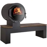 Kanuk Kaminofen Kaminofen Kanuk® BANK Eiche rustikal gestrahlt, 8 kW schwarz