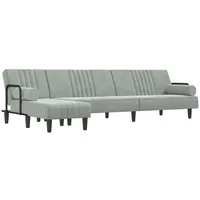 vidaXL Sofa Schlafsofa in L-Form Hellgrau 260x140x70 cm Samt grau