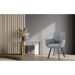 Armlehnstuhl KAYOOM "Stuhl Allie 125, mit Armlehne, 180 drehbar, mit Rückholautomatik", grau, B:64cm H:91cm T:61cm, 100% Polyester, Gestell: Eisen, Stühle, 180-drehbar mit Auto-Rückholfunktion,einfaches Aufstehen mit Armlehne