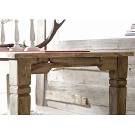 Massivmoebel24 Esstisch mit Ansteckplatten Sheesham 160-200/240x90x76 grau geölt LEEDS #53