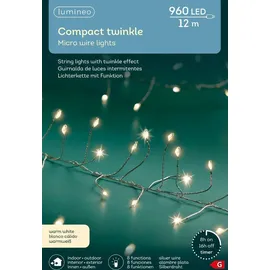 Lumineo Compact Twinkle 960 LED 12 m warm weiß, Silberdraht -