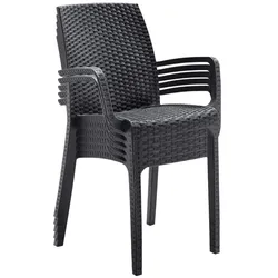 Bica Verona Gastronomie Stuhl 5er Set mit Armlehnen | Graphit | Gartenstuhl | Wetterfest