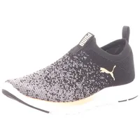 Puma Softride Remi Slip-on Knit Wn's Road Running Shoe, Black Gold Cool Dark Gray, 40.5 EU