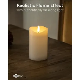 goobay LED Echtwachskerze 7,5 x 12,5 cm weiß