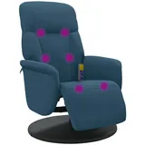 vidaXL Massagesessel mit Fußteil Samt 57,5 x 105,5 x 87,6 cm Blau drehbar
