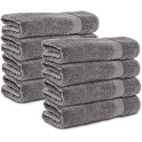 Komfortec 8er Handtücher 50x100 cm Set aus 100% Baumwolle, Frottee, Weich, Anthrazit Grau