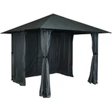 MCW Pergola MCW-J63, Garten Pavillon, Terrassenüberdachung mit Seitenwand 3x3m - Anthrazit,