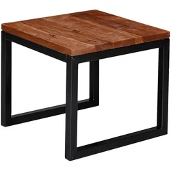 KADIMA DESIGN Beistelltisch 45x40x45 cm Sheesham Massivholz / Metall Wohnzimmertisch, Industrial Style Designer Holztisch, Tisch Wohnzimmer, Kleiner Couchtisch