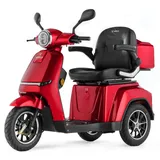 VELECO TURRIS - 3-Rad-Mobilitätsroller - komplett montiert und einsatzbereit - Voll-LED-Beleuchtung - kontrastreiches Display - Alarmsystem Lithium-Ionen-Akku (Rot)