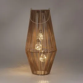 Formano Laterne Rattan 55 cm 3 LED Birnen Solar Dämmerungssensor braun