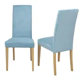 Polsterstuhl - Esszimmerstuhl 2er-Set Eiche-Nb.Hell/Blau Küchenstuhl Speisestuhl