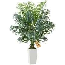 Vevor Künstliche Areca-Palme, 1,8 m, künstliche Tropische Palmenpflanzen mit weißem Pflanzgefäß, Kunstseidenpflanze im Topf, Kunstbaum für Veranden, Wohnzimmer, Terrassen, Zuhause, Büro
