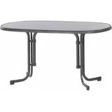 Sieger Boulevard-Klapptisch mit mecalit-Pro-Platte 140 x 90 x 72 cm eisengrau/schieferdekor anthrazit oval