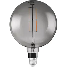 LEDVANCE Smarte LED-Lampe mit Wifi Technologie, Sockel E27, Dimmbar, Warmweiß (2500K), Große Globeform, Klares Filament im Rauchglas, Ersatz für herkömmliche 37W, steuerbar mit Alexa, Google & App