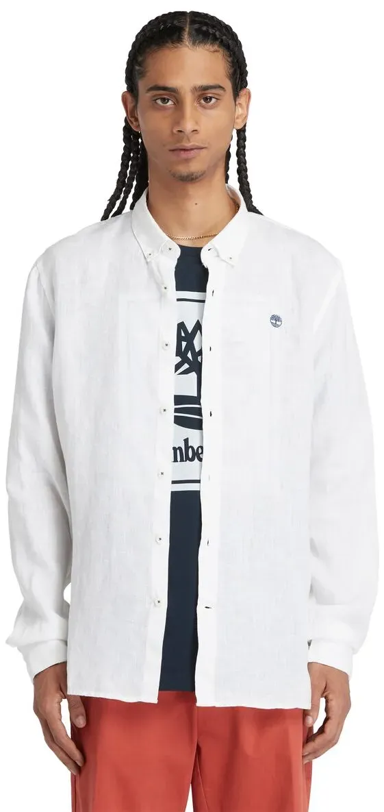 Langarmhemd TIMBERLAND, Herren, Gr. XL, N-Gr, weiß, Obermaterial: 100% Leinen, Hemden