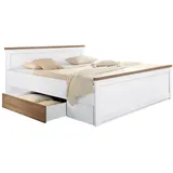 Bett LUCA 180 x 200 cm weiß/ braun - Ohne Matratze - ohne Lattenrost - Holznachbildung - Pinie - weiß - braun