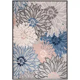 Sanat Novel Outdoorteppich Floral, Blau, Grau, Textil, Blätter, rechteckig, 120x170 cm, Oeko-Tex® Standard 100, pflegeleicht, Teppiche & Böden, Teppiche, Outdoorteppiche