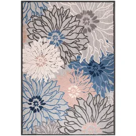 Sanat Novel Outdoorteppich Floral, Blau, Grau, Textil, Blätter, rechteckig, 120x170 cm, Oeko-Tex® Standard 100, pflegeleicht, Teppiche & Böden, Teppiche, Outdoorteppiche