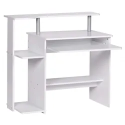 KADIMA DESIGN Computertisch WL1.153 Weiß 94x90,5x48,5 cm Laptop Tisch Modern mit Tastaturauszug, PC-Tisch mit Drucker-Ablage platzsparend, Schreibtisch für kleine