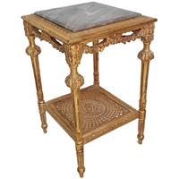 Casa Padrino Beistelltisch Casa Padrino Barock Beistelltisch Antik Gold / Grau - Prunkvoller Antik Stil Massivholz Tisch mit Marmorplatte - Wohnzimmer Möbel im Barockstil - Barock Möbel