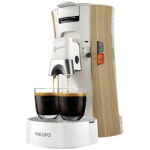 Philips Senseo CSA240/05 Kaffeepadmaschine Weiß, Holz