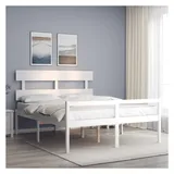 vidaXL Seniorenbett mit Kopfteil 160x200 cm Weiß Massivholz