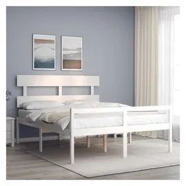 vidaXL Seniorenbett mit Kopfteil 160x200 cm Weiß Massivholz