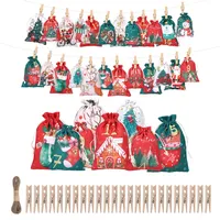 24 Stück Adventskalender zum Befüllen 2025, Weihnachtskalender zum Befüllen, Befüllbarer Adventskalender, Stoff Säckchen, Weihnachtskalender Stoffbeutel, DIY Adventstüten für Frauen, Männer