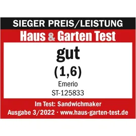 EMERIO Sandwichtoaster 2-Scheiben-Toaster Sandwich-Platten - Schwarz/Silber