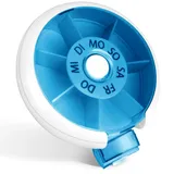 Opret Tablettenbox 7 Tage klein Pillendose Klein Medikamentenbox 7 Tage Tabletten Wochenbox Pillenbox Tablettendose für Unterwegs Rund Blau