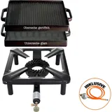 All'Grill Hockerkocher mit Gussgrillplatte 32x32 cm & Regler