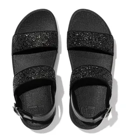 FitFlop Damen Lulu Keilsandale, Schwarz Glitter, 36 EU