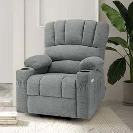 MCombo Relaxsessel 7102 Stoff 0 x 0 x 0 cm Grau mit Aufstehhilfe, Liegefunktion, Massage- und Wärmefunktion