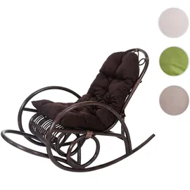 Mendler Schaukelstuhl HWC-C40 Polyester 58 x 110 x 58 cm Braun mit Kissen