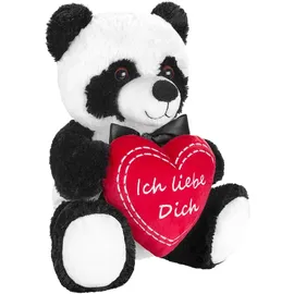 Brubaker Panda Plüschbär mit Herz Rot - Ich Liebe Dich - 25 cm - Pandabär Kuscheltier - Teddybär Plüschteddy Schmusetier - Stofftier Schwarz Weiß