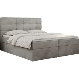 MKS Meble Boxspringbett mit Matratze, Bett mit Multipocket - Matratze und Topper Polsterbett mit Bettkasten und Kopfteil, ERNI ... - Hellgrau,