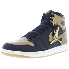 Jordan Nike Air Jordan 1 Retro High OG Herren-Sneaker, Schwarz/Segel/Metallic-Gold, 11 - 45 EU