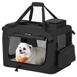 Songmics Feandrea M, Transportbox faltbar, Oxford-Gewebe,Netzstoff,atmungsaktiv,Schwarz - schwarz