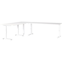 Germania Mailand höhenverstellbarer Schreibtisch weiß L-Form, C-Fuß-Gestell weiß 240,0