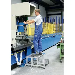 PROREGAL Arbeitspodest modular | Überstiegsmodul | Aluminium-Warzenblech | Rutschfeste Kunststoffschuhe