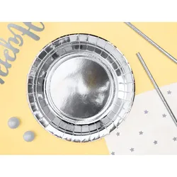6 kleine Teller Silber Folie