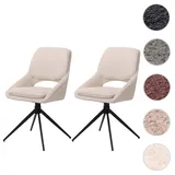 2er-Set Esszimmerstuhl HWC-N73, Küchenstuhl, drehbar Auto-Return, Stoff/Textil Boucle (540g/m2) Öko-Tex ~ creme