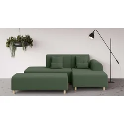 Ecksofa INOSIGN "Suyala", grün, B:258cm H:85cm T:168cm, 100% Polyester, Sofas, L-Form mit Hocker