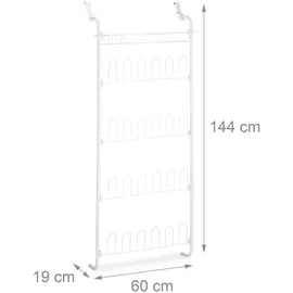 Relaxdays Schuhregal 60 x 144 x 19 cm 12 Paar Korb / weiß