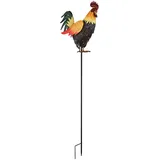 GLOBO Lighting - Solarleuchte Hahn Gartendeko Solar Tierfigur Hahn Erdspieß Solarlampe, Metall, LED warmweiß, LxBxH 28,5x13x100 cm